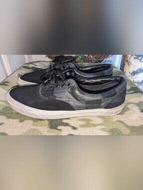 Vans Men’s Black Checker Leather Low-Top Sneakers